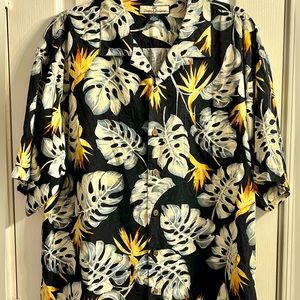 XL Tommy Bahama Mens Hawaiian Silk Palm Short Sleeve Button Up Shirt